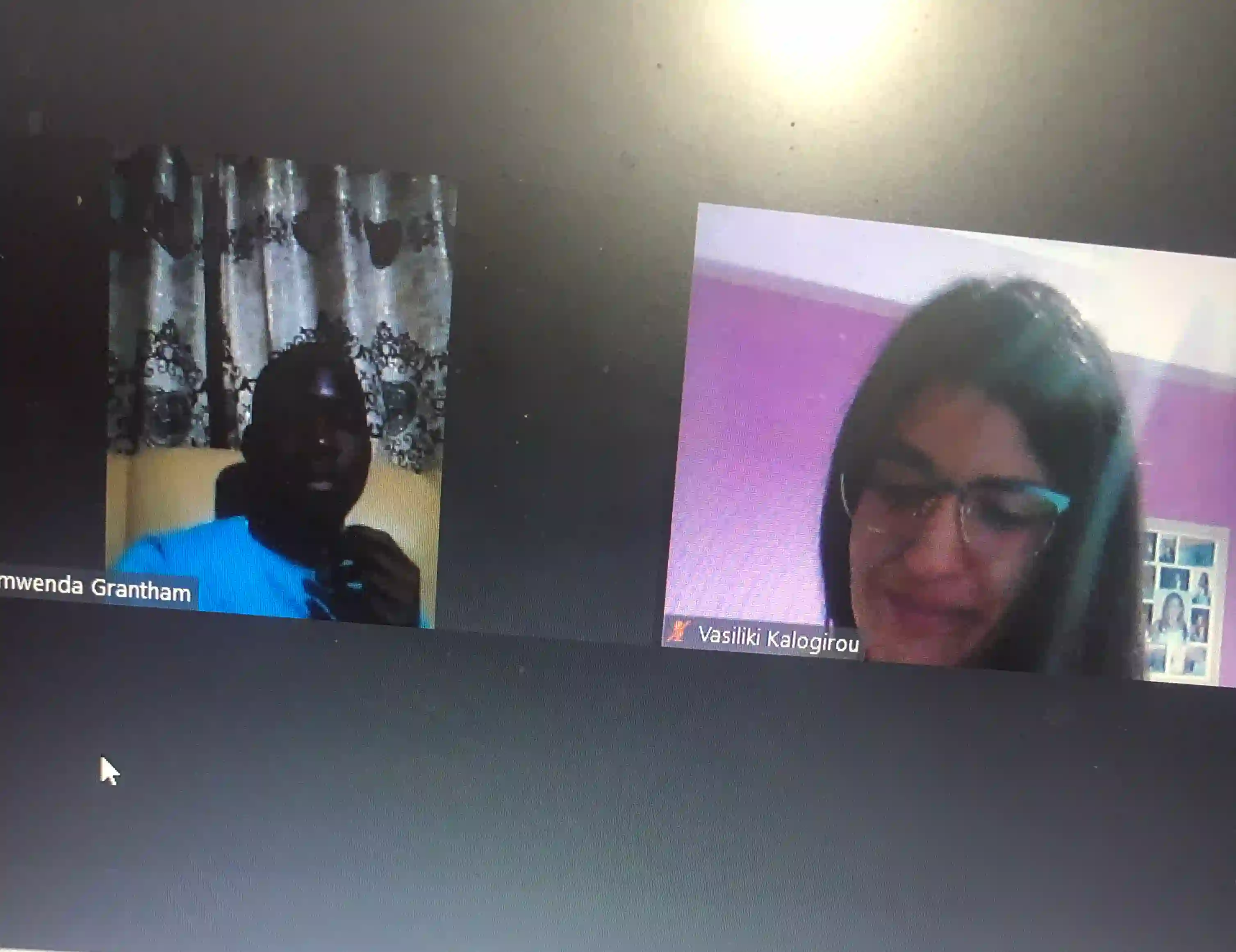 A student and teacher mid-lesson on a video call